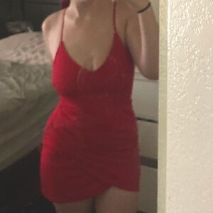 Red body-con dress